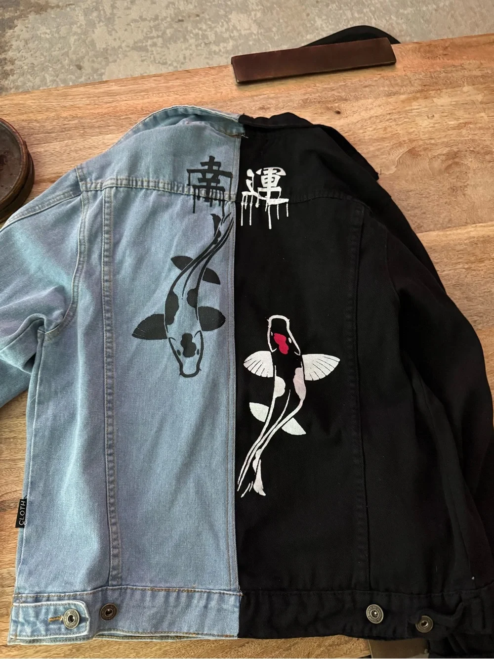 Good Fortune Two-Tone Women’s Denim Jacket - Black & Light Blue